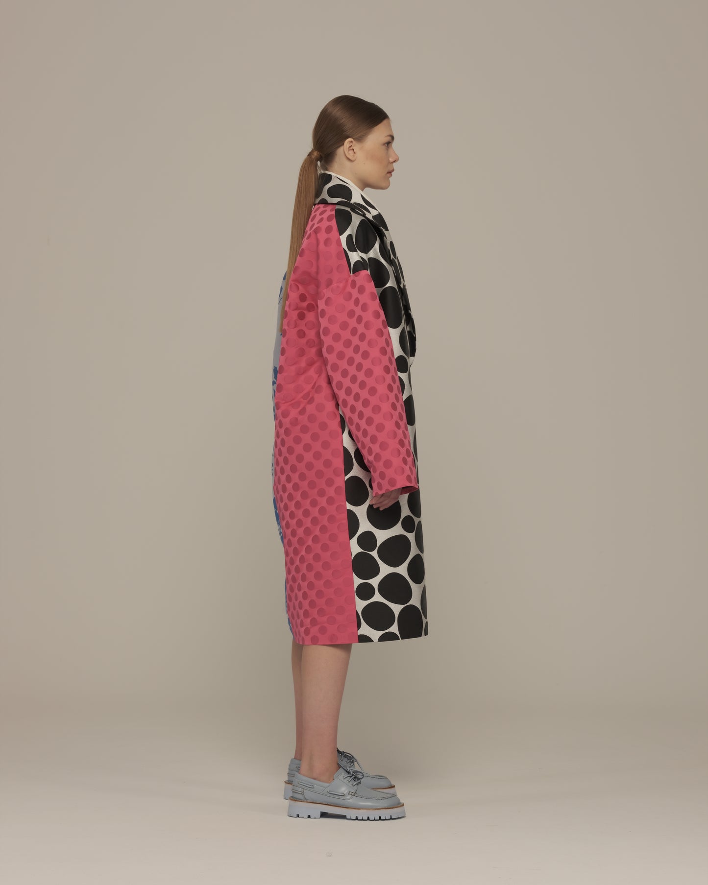 Oversized Polka Dot Boyfriend Coat