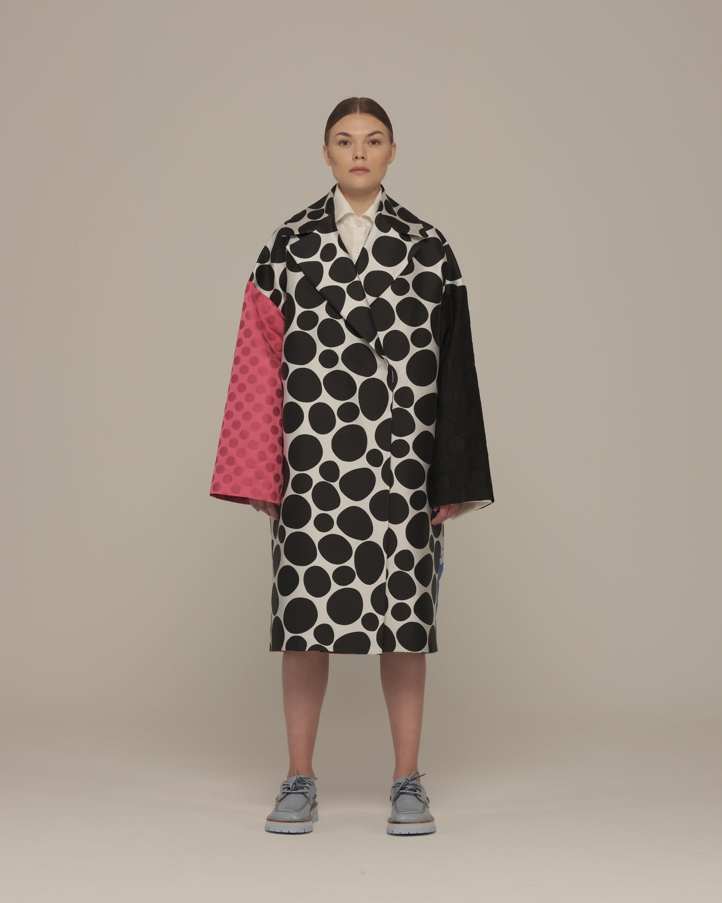 Oversized Polka Dot Boyfriend Coat